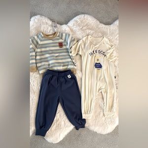 New Toddler boy clothes - sweatshirt and pant set and onesie pajamas
